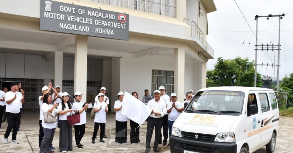 Nagaland Transport Commissioner, Elias T Lotha inaugurated vehicular emission awareness in Kohima on August 8. (DIPR Photo)